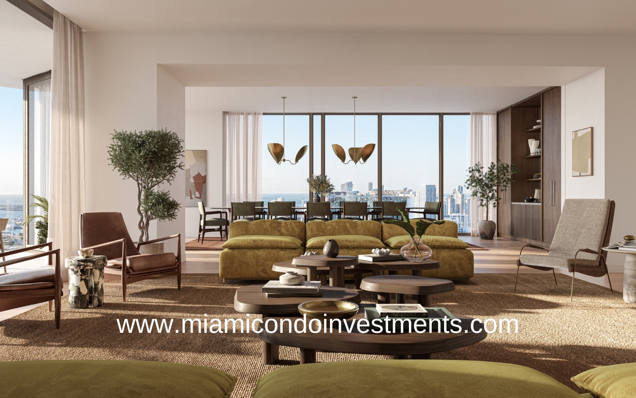 The Villa Miami Living Room with Skyline View